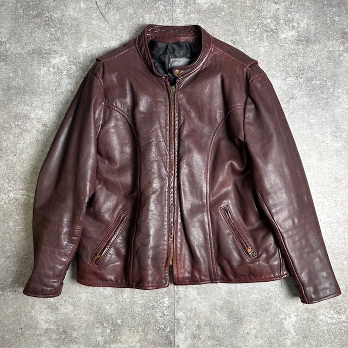 70's 80's Unknown レザーライダースジャケット 皮革 バーガンディ JKT ヴィンテージ vintage 70's 80's Unknown レザーライダースジャケット 皮革 バーガンディ JKT