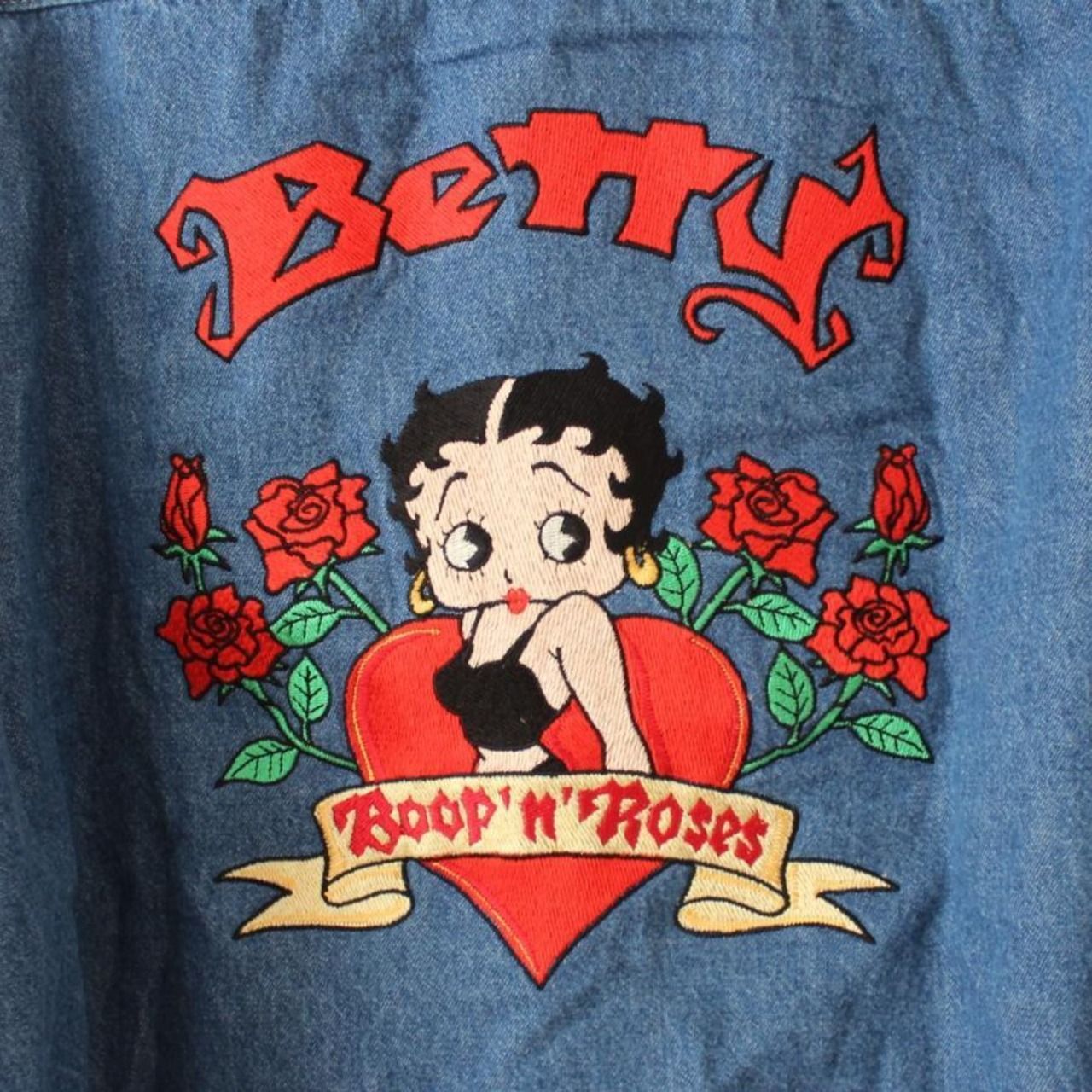 TOO CUTE! 90s デニムシャツ Betty Boop ベティちゃん 背中刺繍