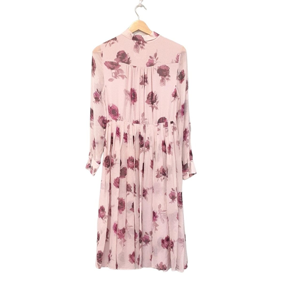 ケイトスペード ワンピース サイズ2 S レディース - ライトピンク×ボルドー×マルチ レギュラー 長袖 ロング シルク 花柄