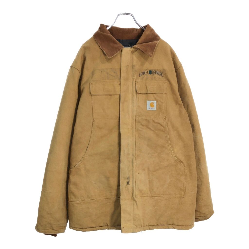 90年代 Carhartt カーハート トラディショナルコート ダック ワークジャケット ライトブラウン メンズ 52 古着 V6514