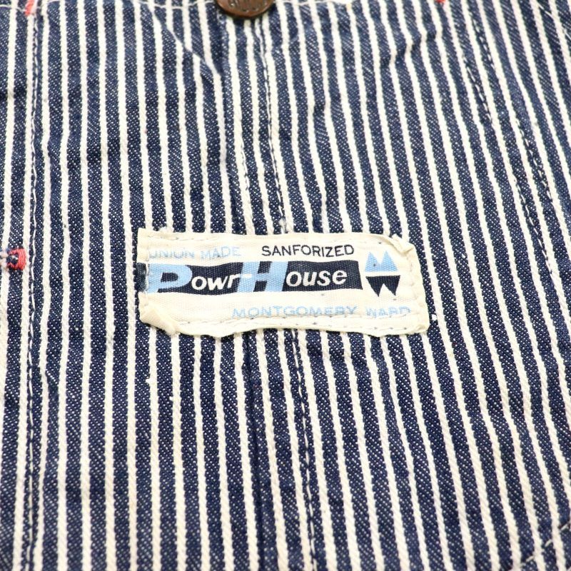 60s vintage POWRHOUSE ヒッコリー オーバーオール メンズ Mサイズ相当
