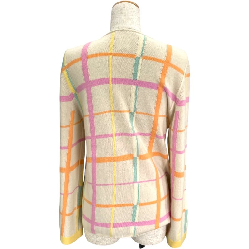 シャネル CHANEL チェック柄ニットカーディガン P 12382 アイボリー カシミア レディース カーディガン