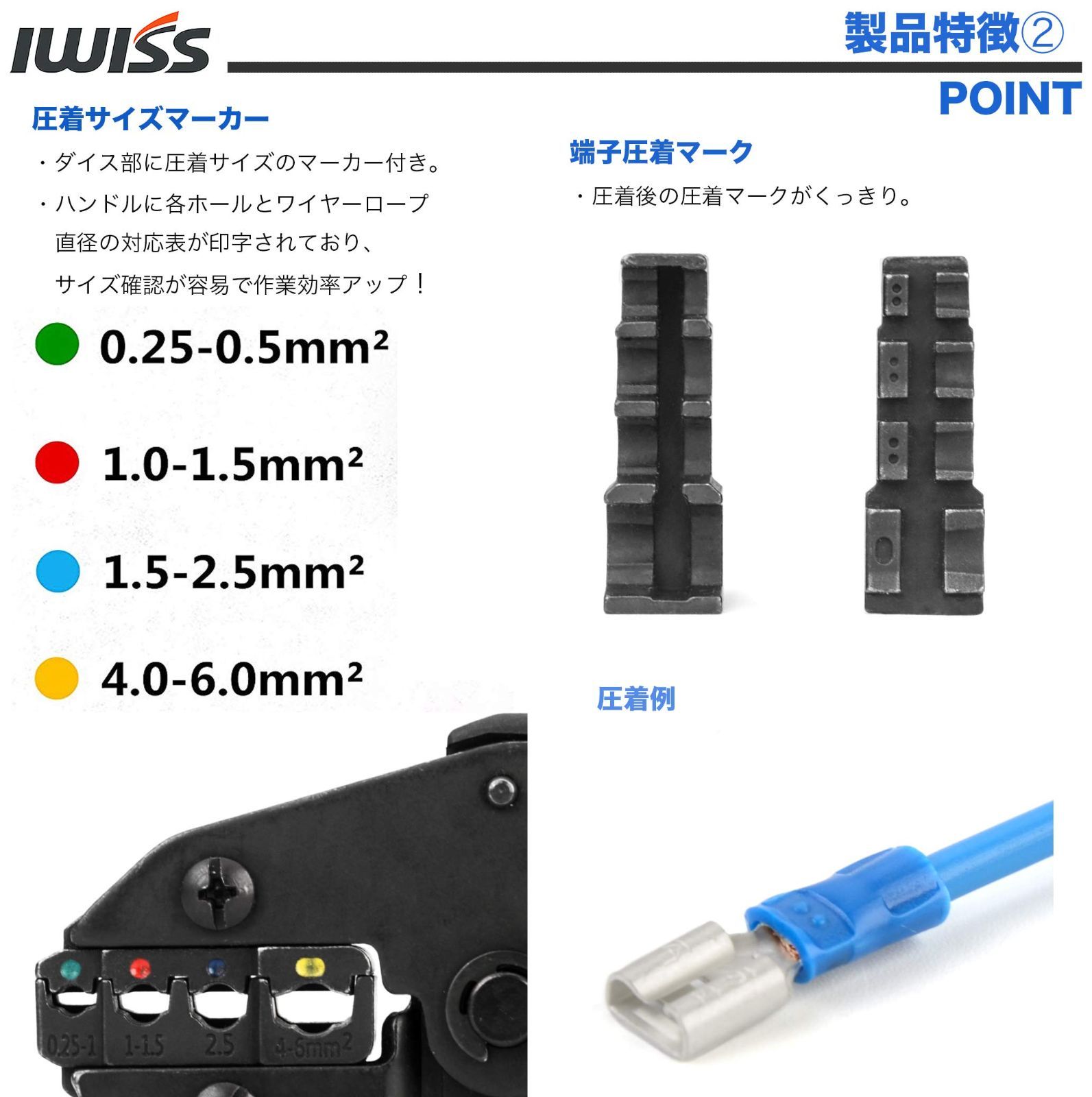 IWISS 絶縁被覆付圧着端子圧着ペンチ