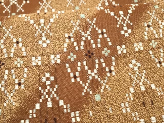 平和屋着物○両面 六通柄袋帯 花織 抽象文様 間道 正絹 逸品