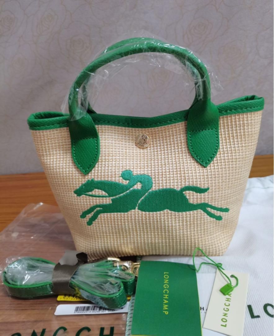 極美品❤ロンシャン かごトップハンドルバッグ トートバッグ ショルダーバッグ 緑 極美品❤ロンシャン かごトップハンドルバッグ トートバッグ