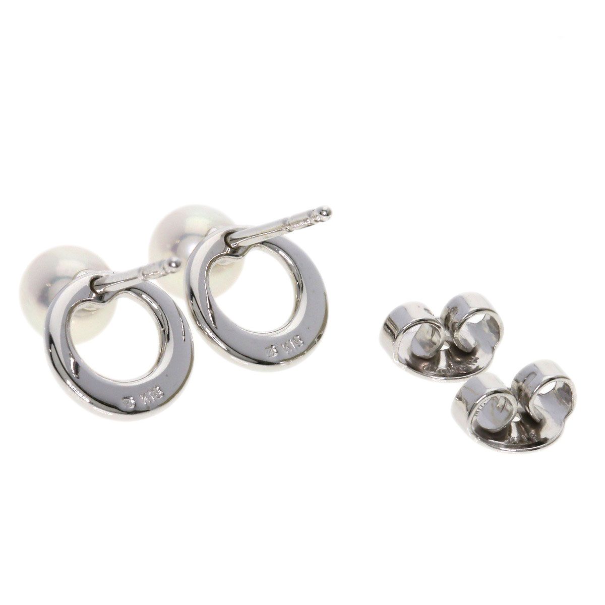 ミキモト パール ピアス アコヤパール7.7mm K18WG 新品仕上げ済 MIKIMOTO