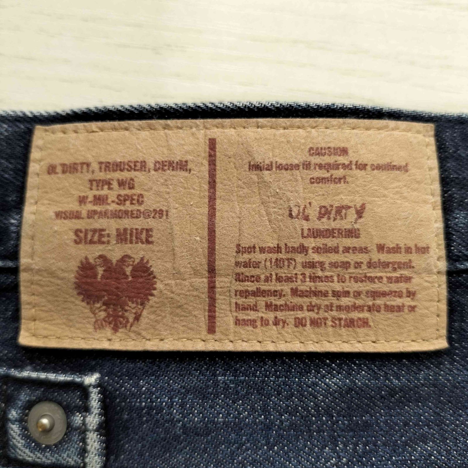 ダブルタップス WTAPS OL DIRTY TROUSER DENIM ジップフライ デニム 