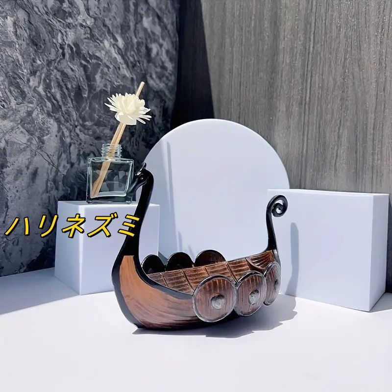 レトロなバイキング蛇口船デコレーション - 樹脂製オフィスデスクトップオーナメント、収納機能付き海賊船、リビングルーム、寝室、ダイニングルームに適したモダンな装飾品 min#