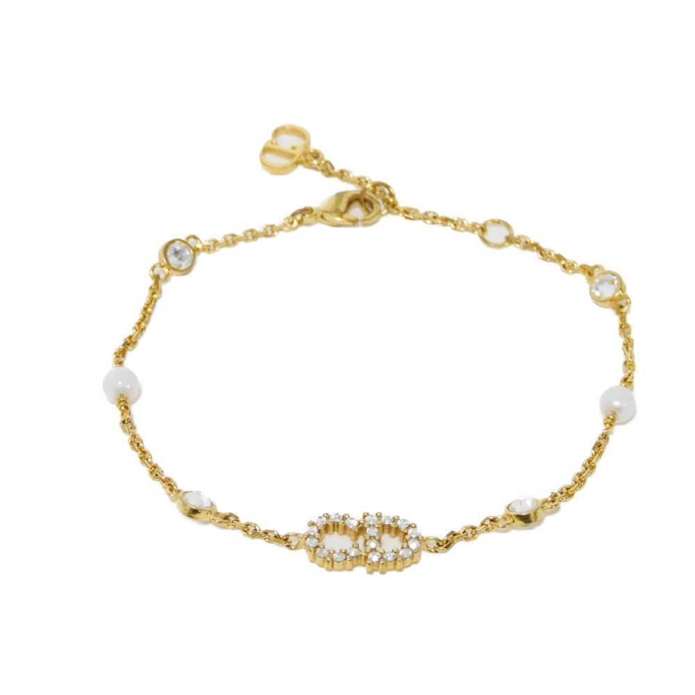 正規/美品Dior CD ディオール クレアドルーン ブレスレット 樹脂 パール org.jpg