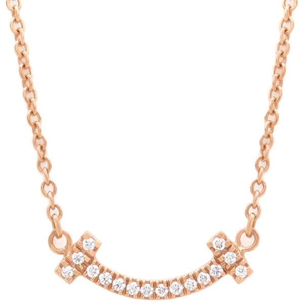 ティファニー Tiffany - Co ネックレス Tスマイル ミニ ダイヤ ペンダント K18PG ダイヤモンド ローズゴールド ピンクゴールド Au750 Tiffany T smile 62617772 箱