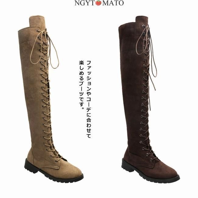 ニーハイブーツ レディース ロングブーツ ラウンドトゥ