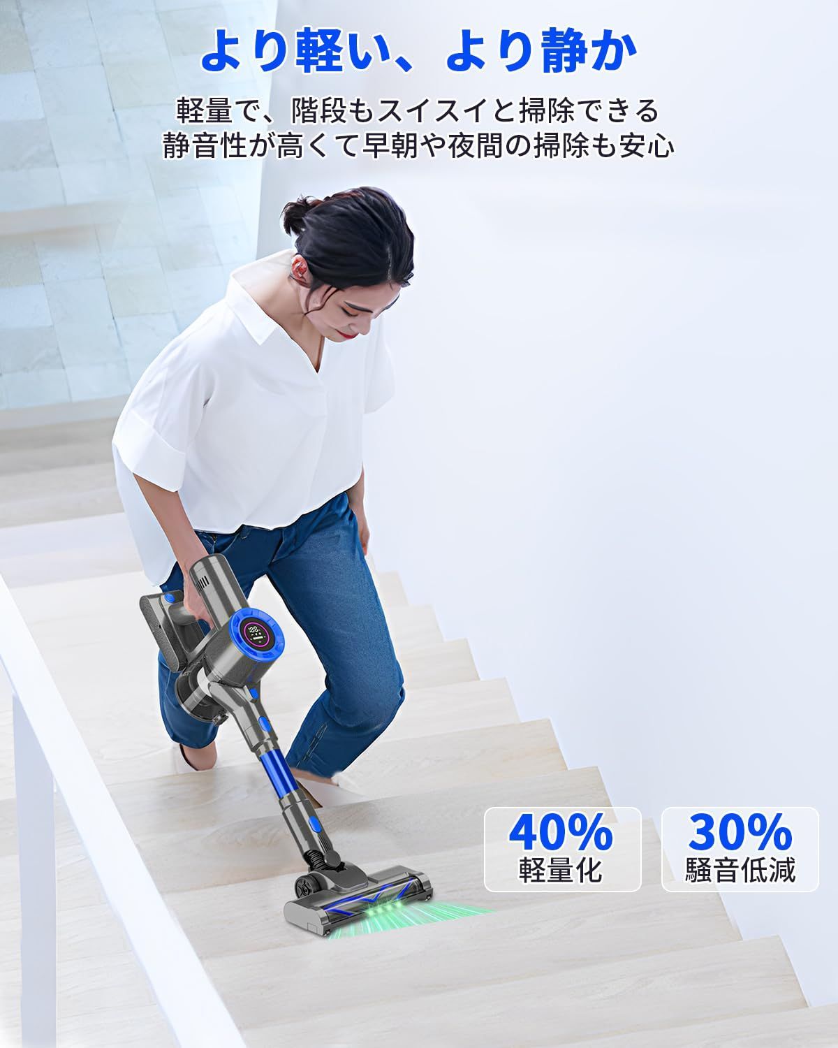 2WAY スティック-ハンディ HEPA多重濾過 LED液晶ディスプレイ ひとり暮らし 着脱式バッテリー コードレス 3段吸引力 650Ｗ カーペット ソファー カーテン 本棚 車に適用 サイクロン式 スティック掃除機 PSE認証済 コードレス 2025革新版