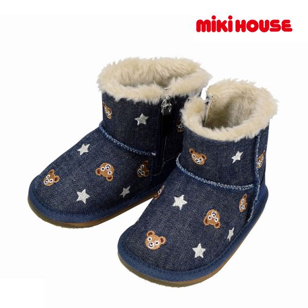 ミキハウス mikihouse プチプッチー デニムブーツ 15cm インディゴブルー 33