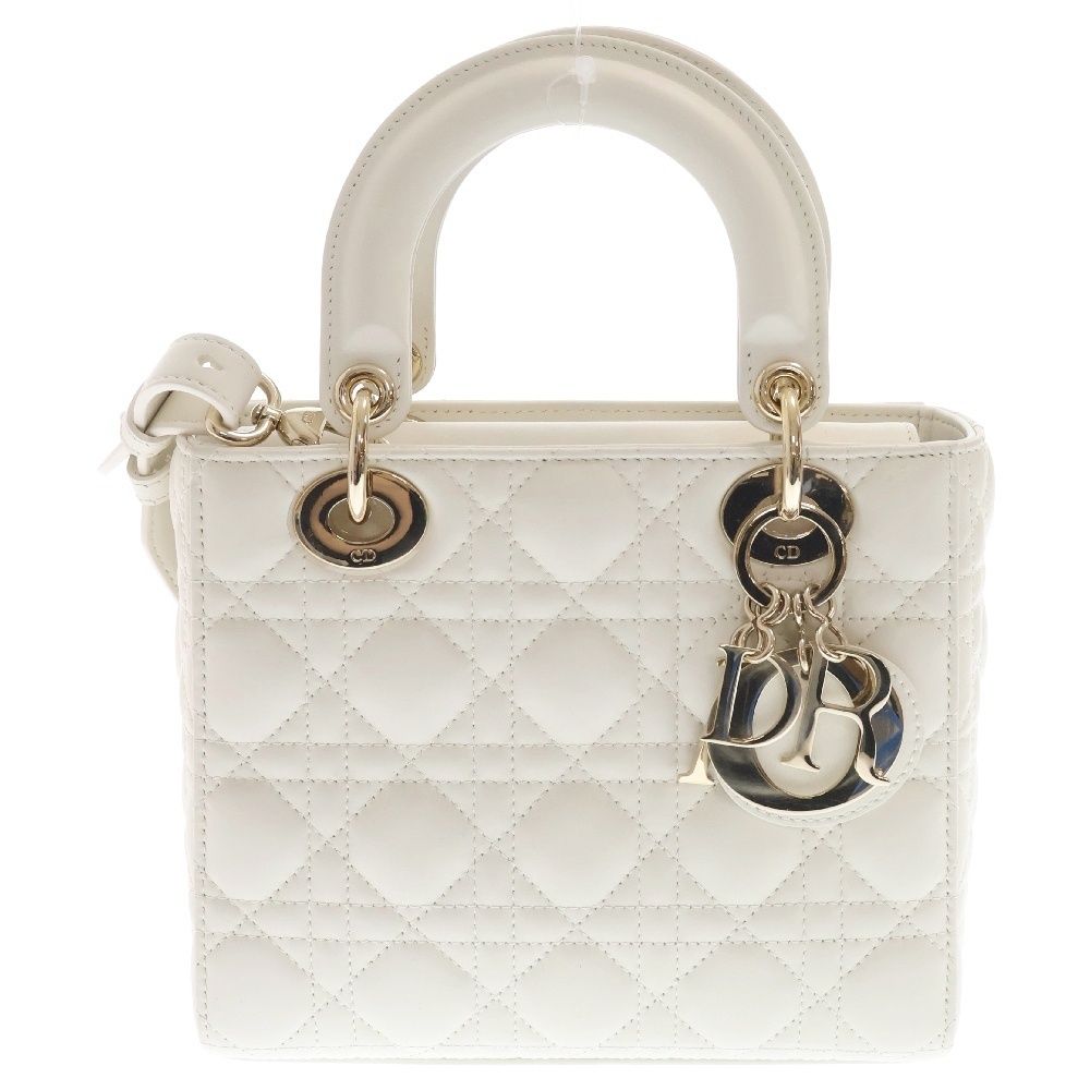 Christian Dior クリスチャンディオール マイレディディオール カナージュ ラムスキン スモール 2WAYハンドバッグ ショルダーバッグ ホワイト