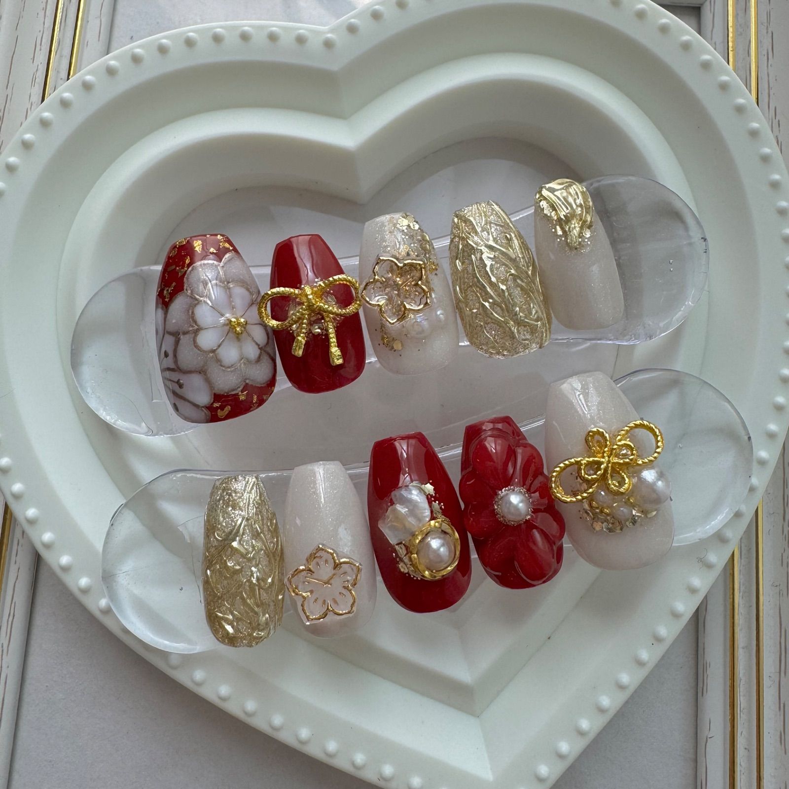 ネイルチップ ニュアンスネイル 前撮り 成人式 振袖 袴 和柄 和装  