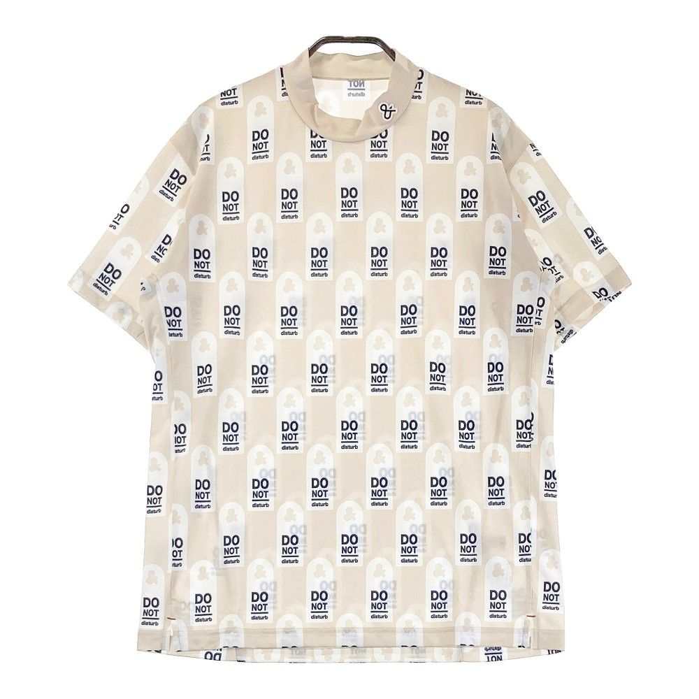サイズ：M AND PER SE アンパスィ 2023年モデル AMF9503X1 モックネック 半袖Tシャツ 総柄 ベージュ系 [240101371590]# ゴルフウェア メンズ ストスト