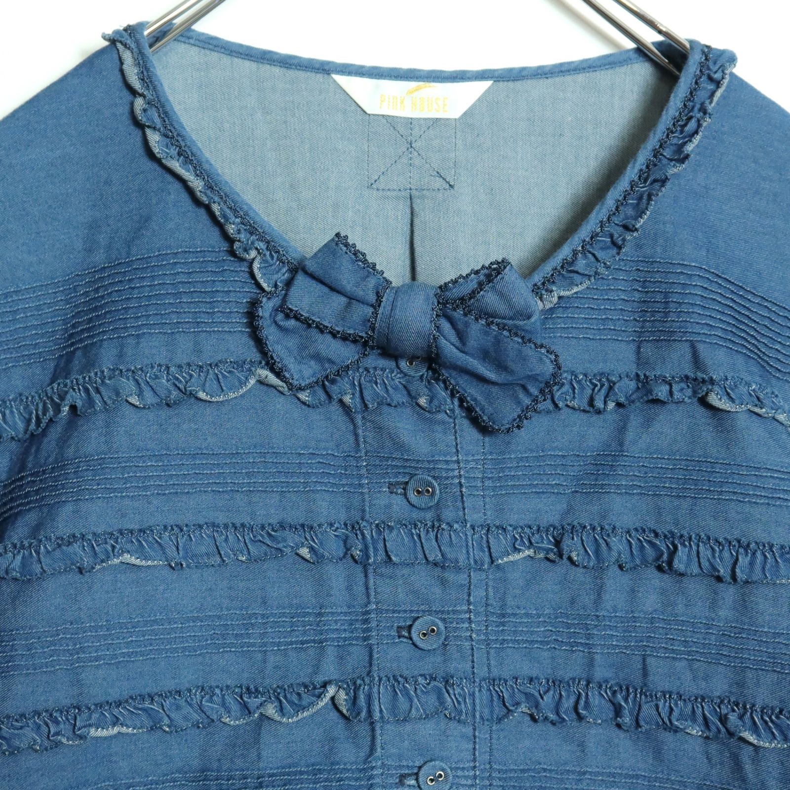 美品！】ピンクハウス☆バージラーデニムフリルジャケット リボン