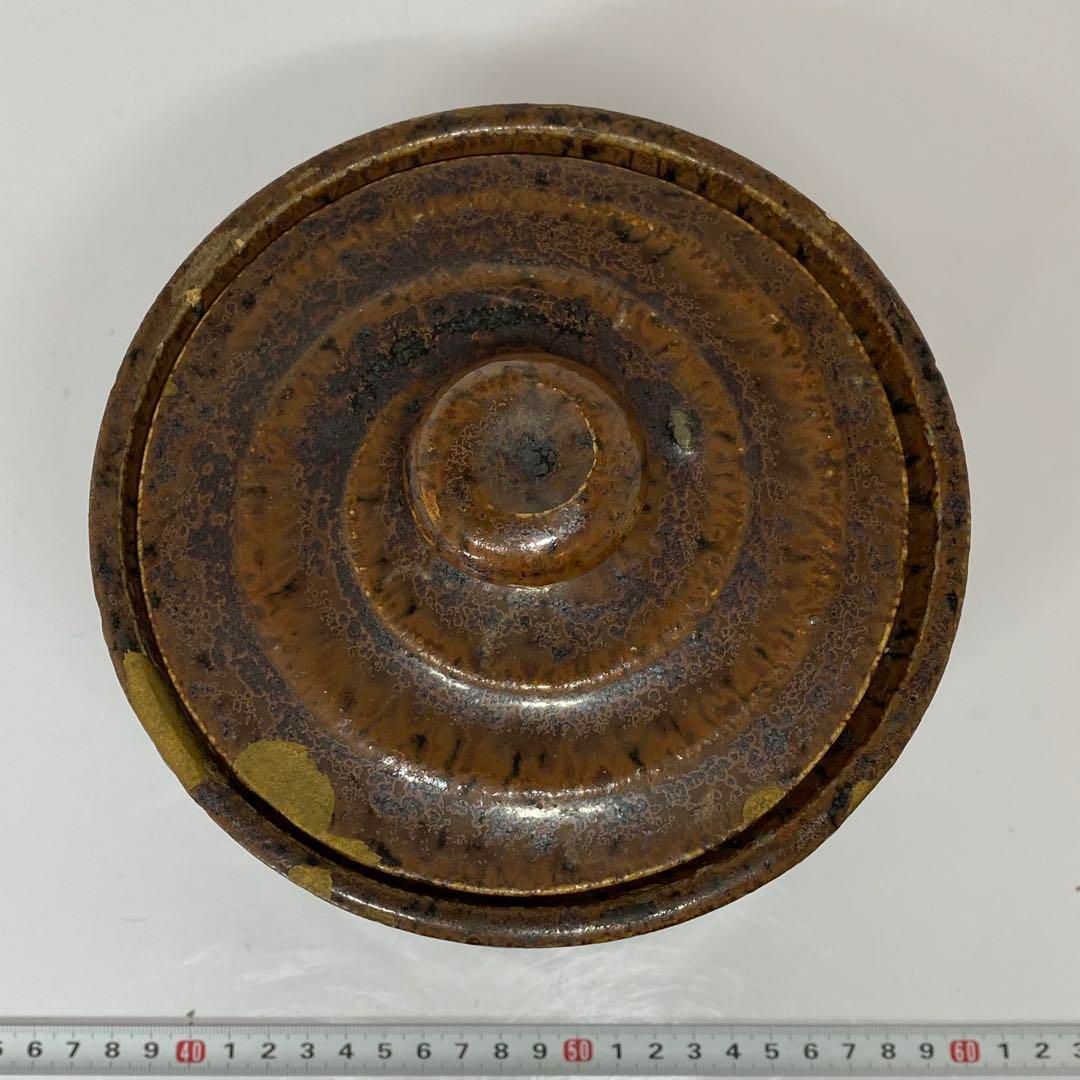 江戸期 尾戸焼 飴紬水指 時代木箱付 タカチ 高さ約21cm 東金6