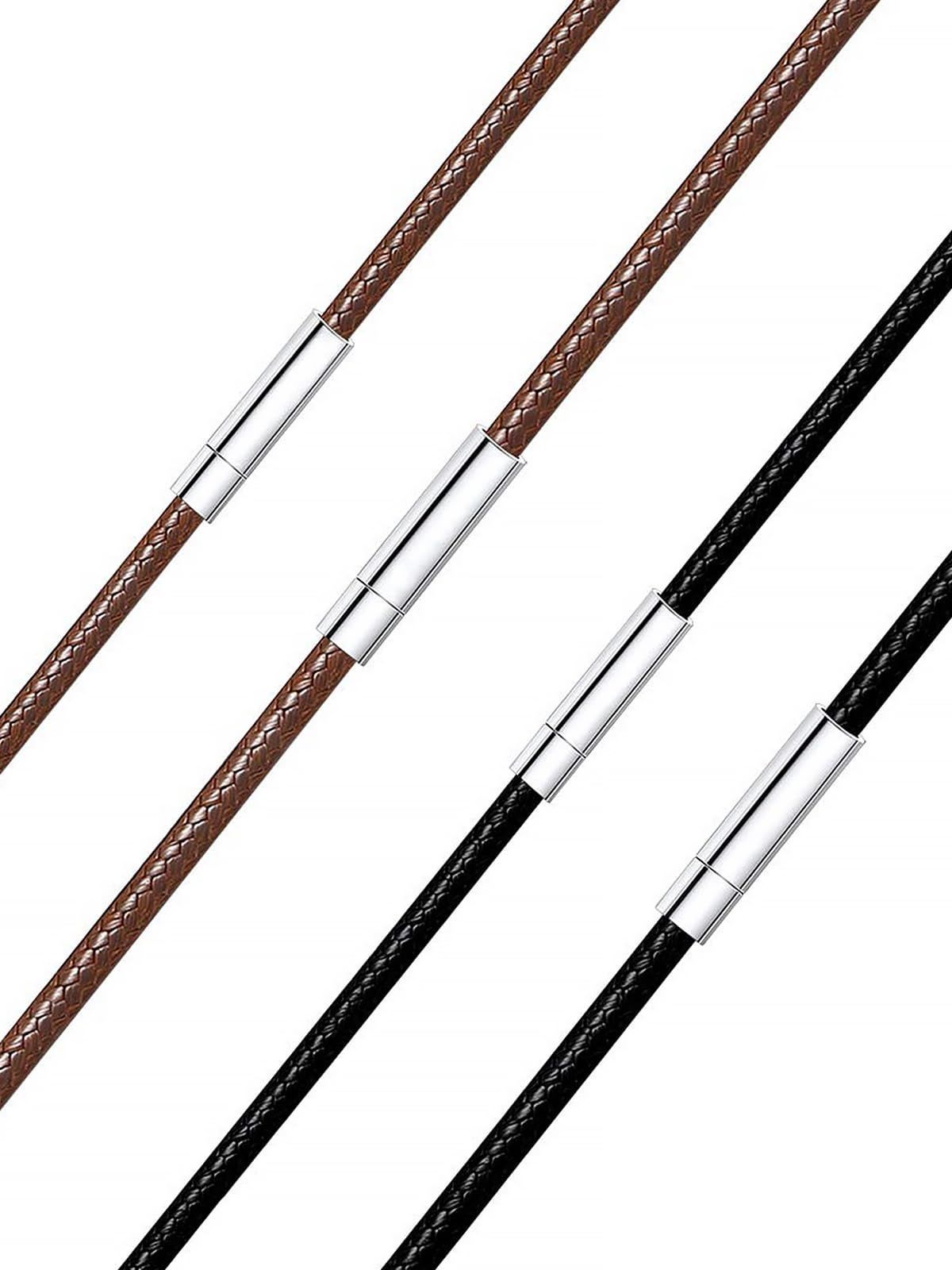新品 [Richsteel] 紐ネックレス ブラック ネックレスチェーン ペンダント用 メンズアクセサリー シンプル 防水 アレルギー対応 40cm~75cm