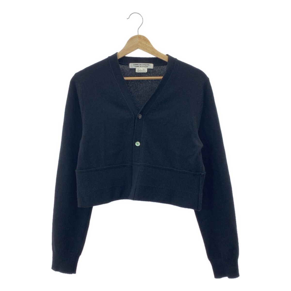COMME des GARCONS COMME des GARCONS コムコム 2020AW ウール クロップド Vネック カーディガン L ブラック レディース