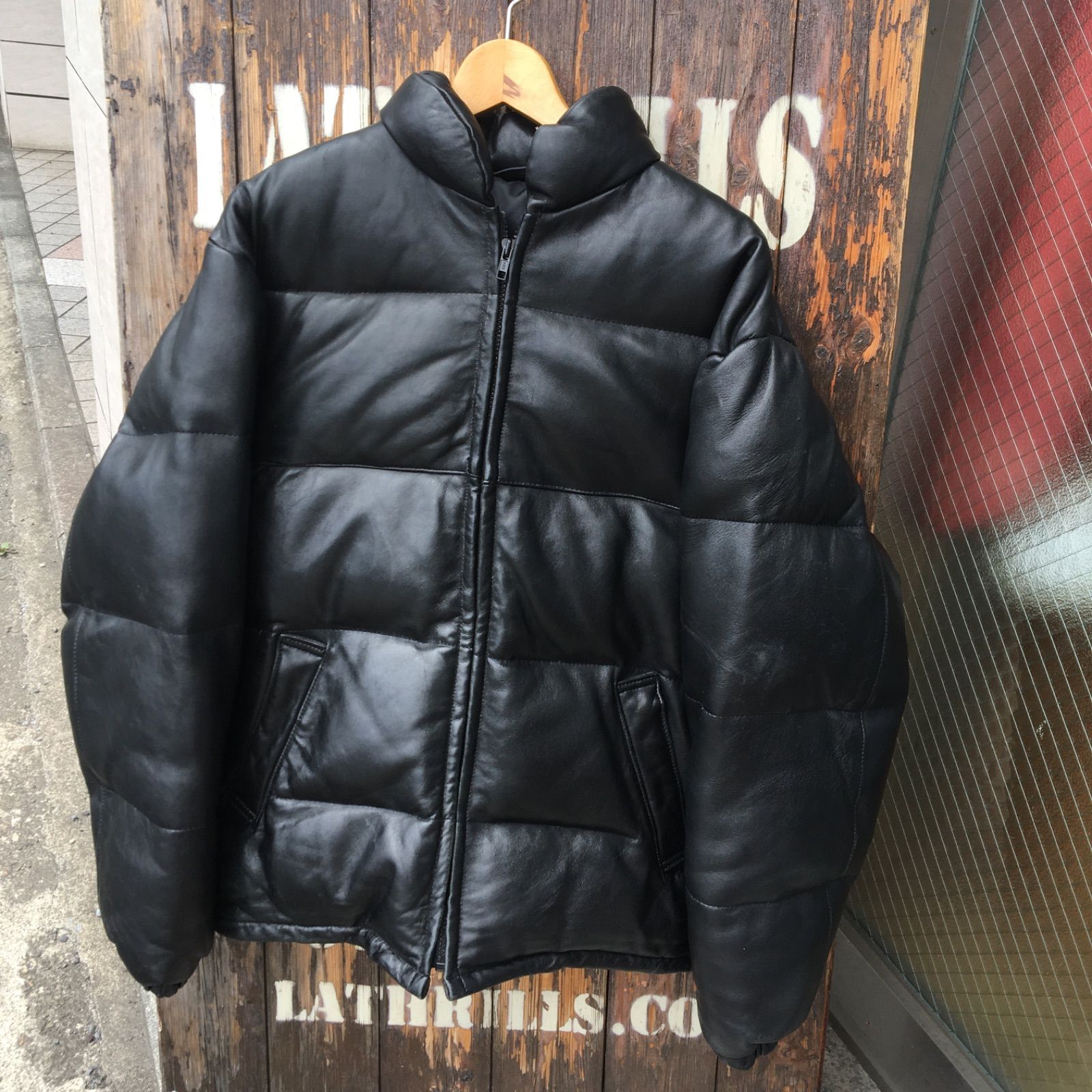 90s Schott USA レザーダウンジャケット ブラック 36214D - ダウン