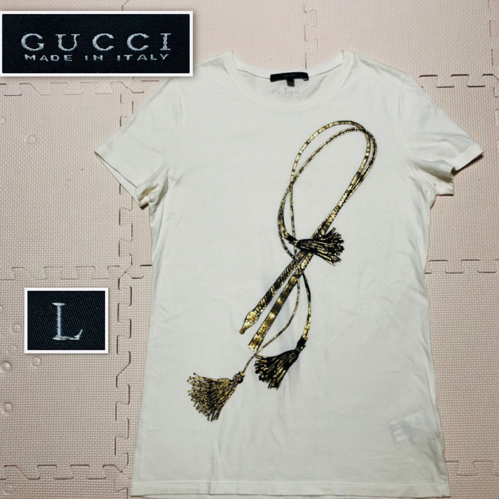 □極美品□GUCCI グッチ Tシャツ 半袖 バラ鞭 ムチ 前面ワン
