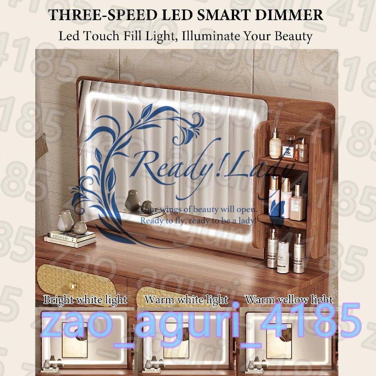 ドレッサー&チェア2点セット』ゴールドリボン☆アンティーク 化粧台 1