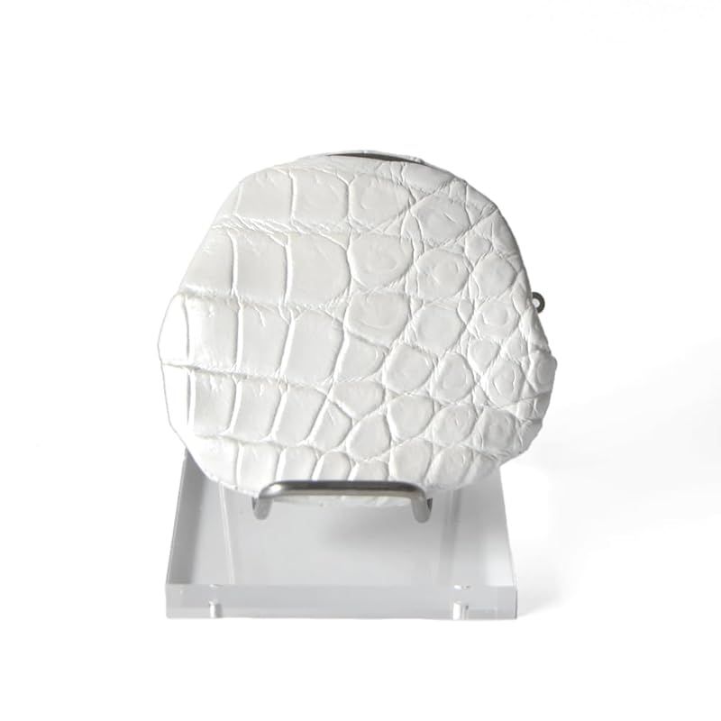 ラクジュ Laquju かばん屋さんの手作り 本革 クロコダイル ミニ コインケース ホワイト