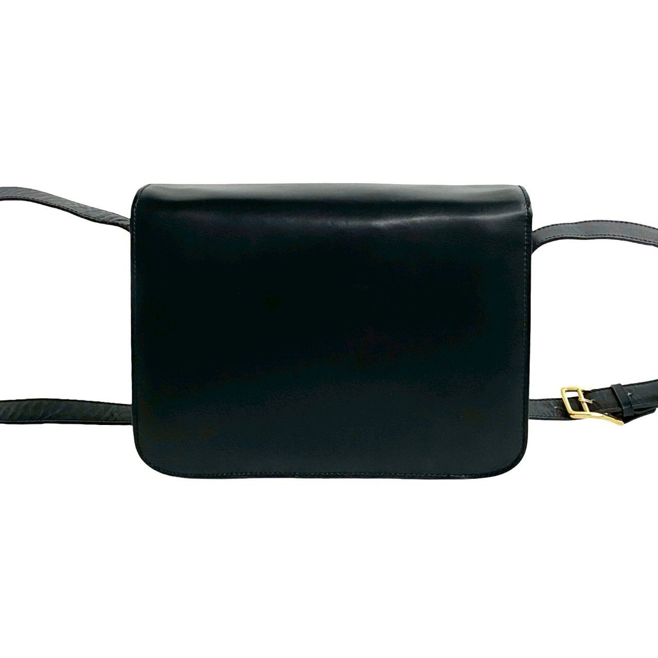 極 美品 保存袋付 CELINE セリーヌ ガンチーニ ロゴ 金具 カーフ 