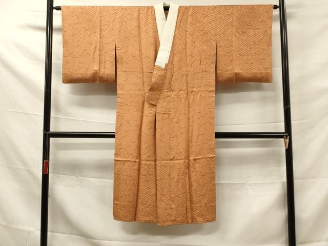 正絹長襦袢袷無双袖桜文花地紋縞暈し染め
