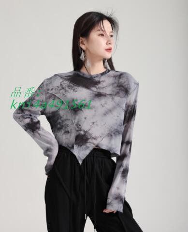 タイダイ変形長袖TシャツロンTトップス韓国レディース kni 4 a 491561