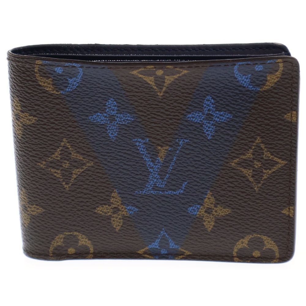 LOUIS VUITTON (ルイヴィトン) Vシグネチャー ポルトフォイユ ミュルティプル モノグラム ウォレット 二つ折り財布 ブラウン/ブルー SP0179 M61169