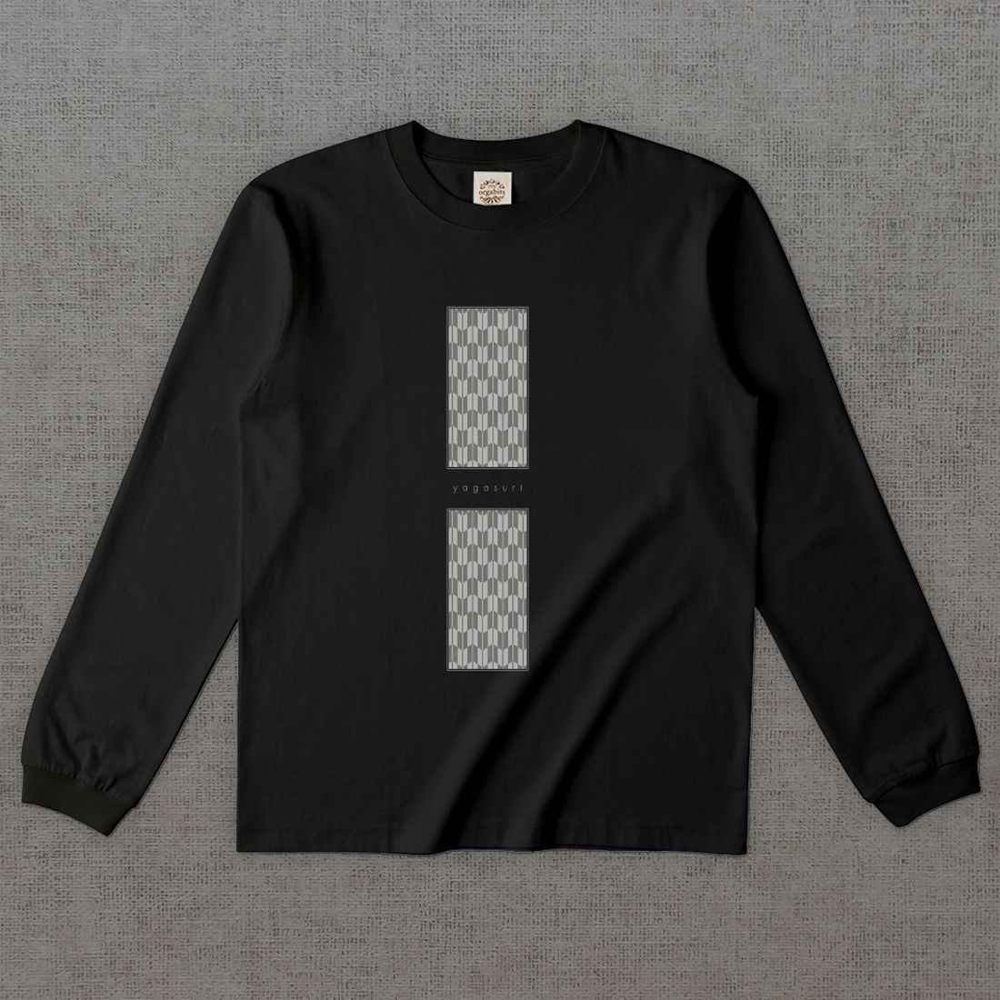 和柄長袖Tシャツ　矢絣 -墨・角-［長袖］