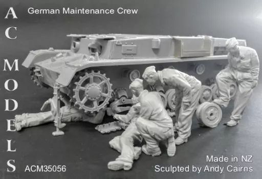 プラモデル 1|35 WWII ドイツ 作業中の整備員 5体セット 予備転輪|ジャッキ付 レジンキャストキット ACM35056