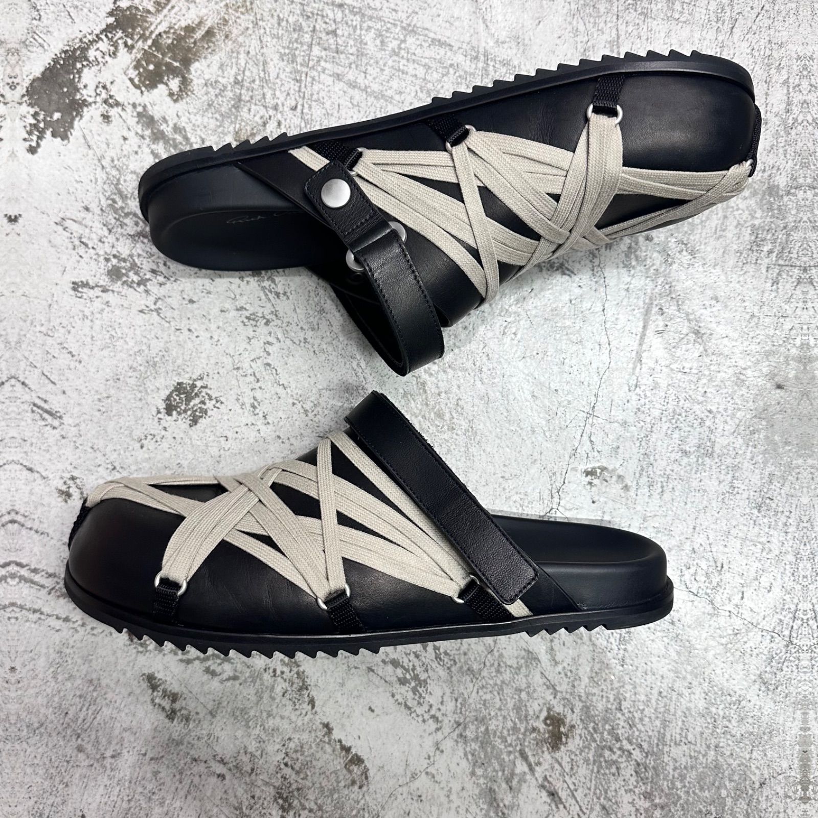 サンダル RICK OWENS Megalaced leather Mule Rick Owens Megalaced Leather Mules | Noir | SVD