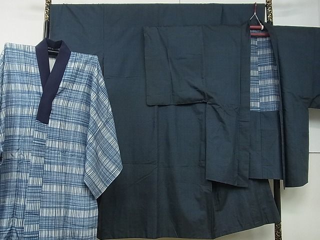 平和屋1男性　本場大島紬　アンサンブル・長襦袢セット　100亀甲　逸品　CAAD2907vf