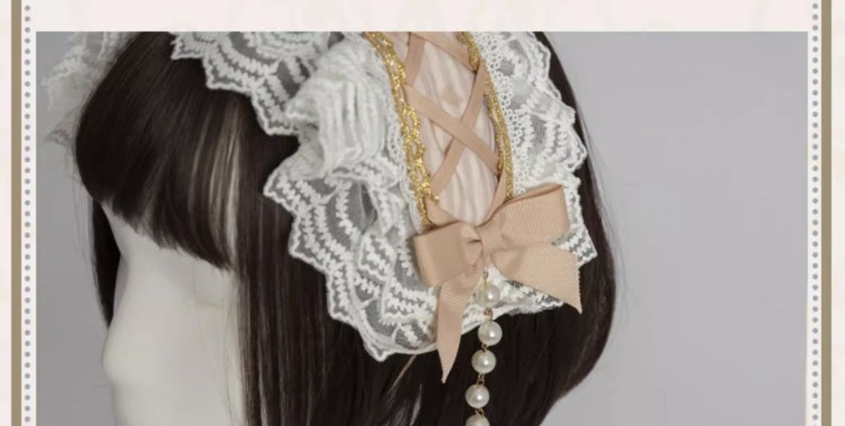 ロリータワンピース ?ヘッドドレス付き??フリル