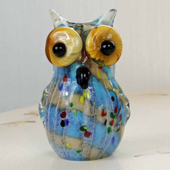 ガラスの置物 フクロウM 梟 ミミズク アンティーク オーナメント