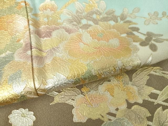 平和屋着物●金彩友禅　卓越技能者・名工・和田光正　訪問着　流水花文　暈し染め　金銀彩　正絹　逸品　DAAS3773ps 平和屋着物○金彩友禅 卓越技能者・名工・和田光正 訪問着 流水花文 暈