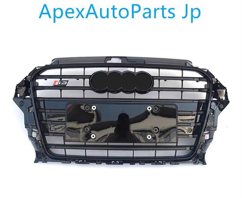 2013 2014 2015 アウディA3 S3 フロントバンパーグリル A3 8V カスタムS3フロントメッシュカバー エンブレム付き