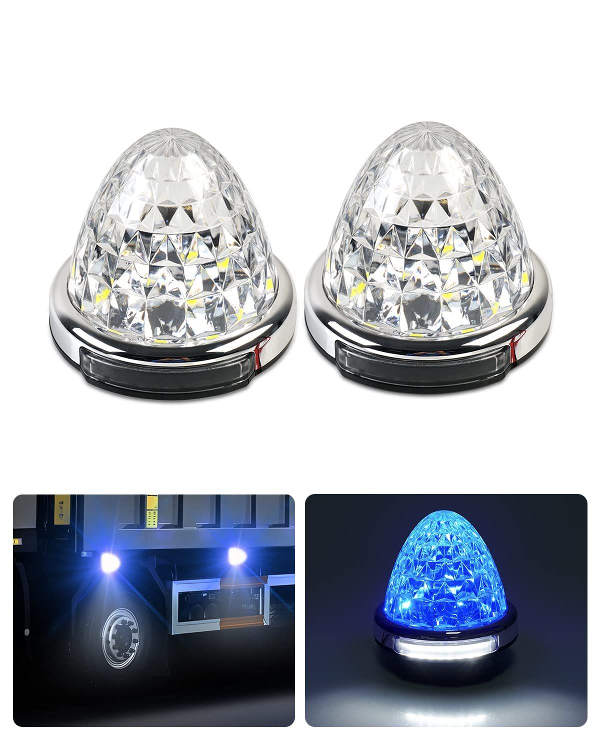 【人気商品】LED サイドマーカーランプ 路肩灯 両面発光 トラック専用 IP67 DC 【2024年11月最新型・防水加工】Cartist 10-50V 無極性 丸型 新型LEDマーカー 高輝度 色選択可 メッキリング 2個セット 耐高温PC素材 メッキ付き