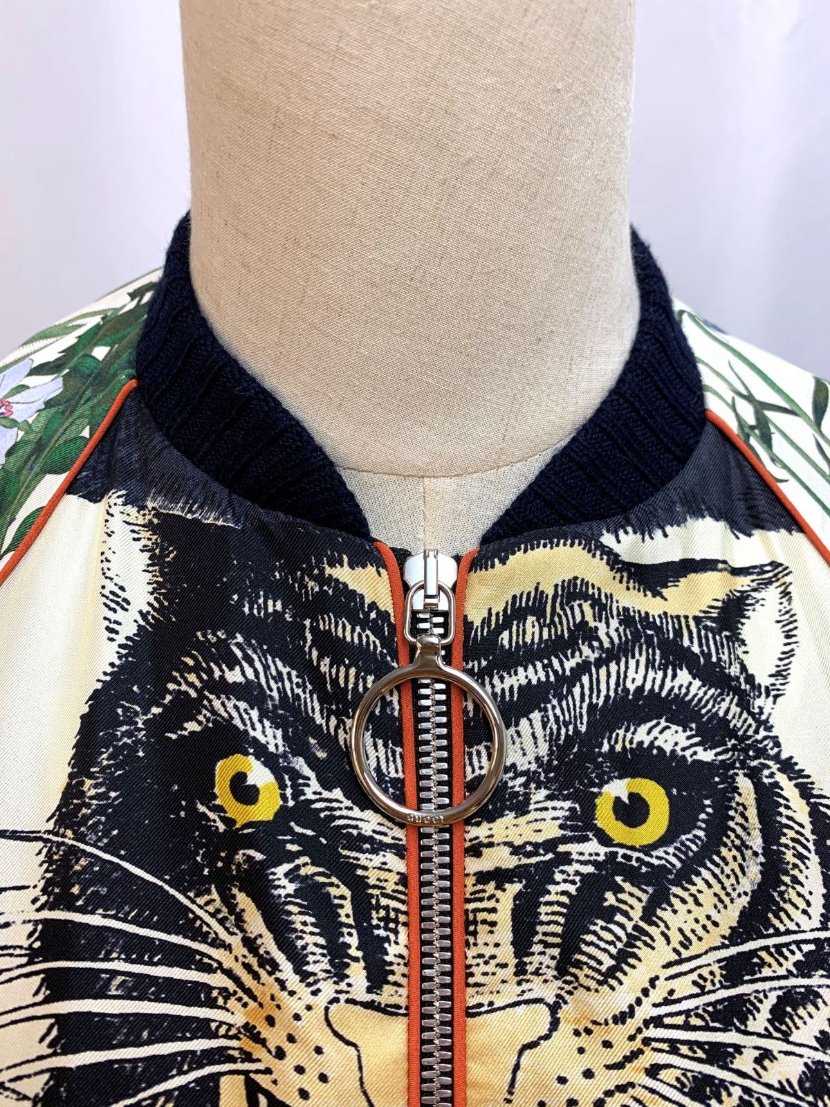 GUCCI グッチ フローラル タイガープリント シルク ボンバー 