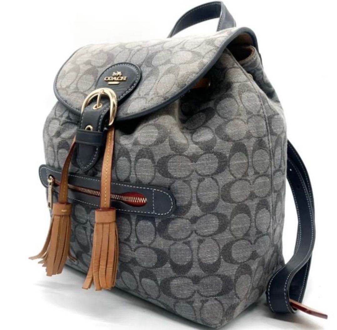 COACH リュック ★ クリオバックパック シグネチャー デニム 極美品<!-利用不可文字-!>COACH コーチ リュック バッグパック
