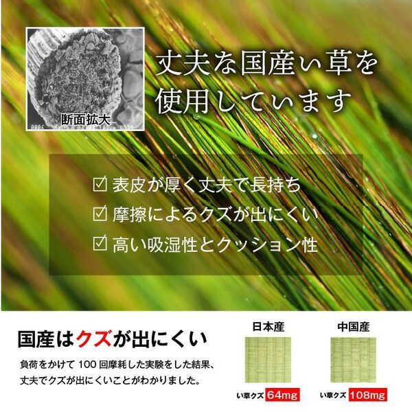 純国産い草 上敷きカーペット/絨毯 【格子柄 江戸間3畳 約174×261cm】 両面使用 抗菌 防臭 調湿 耐久性 日本製 〔リビング〕【代引不可】 格子柄 上敷き カーペット 「グラッセ」 江戸間8畳 約348×352cm