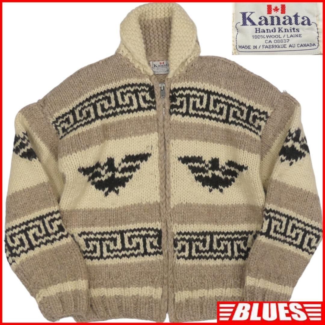 カウチンセーター kanata ニット XL カナダ製 カナタ 鳥柄 X7116