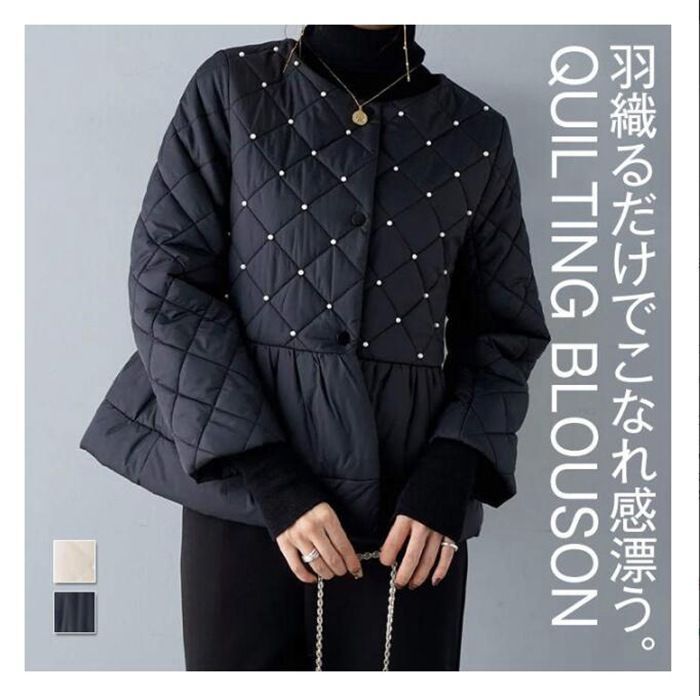 キルティング ブルゾン レディース ノー 長袖 羽織り ブルゾン キルト 中綿 ジャケット コート キルティングジャケット 秋 冬 フ ブルゾン 裾フ 厚手 暖か あったか 防風 防寒 コート アウター キルトジャケット SESQ736