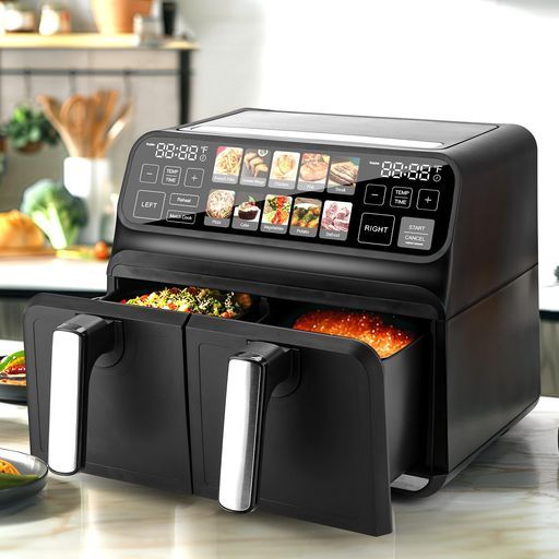 ChefRobotノンフライヤー8L大容量ダブルバスケットフライヤー家庭用電気最高温230°Cエアフライヤー油なし調理家電揚げ物惣菜PSE認証済み