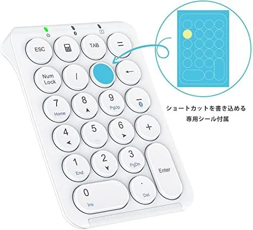 ホワイト iClever テンキー Bluetooth ワイヤレス 数字 キーボード