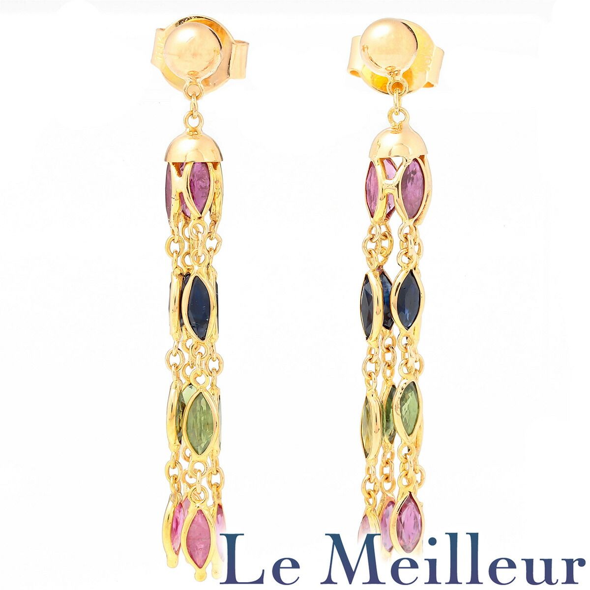 ピアス ルビー サファイヤ K18 中古 プレラブド 返品OK - メルカリ 