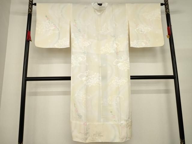 平和屋着物●長襦袢　無双仕立て　紗綾形地紋　重ね山文　正絹　逸品　CAAV4740vp 平和屋着物○長襦袢 無双仕立て 紗綾形地紋 重ね山文 正絹 逸品 CAAV4740vp